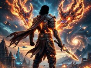 raaka movie release date — Atlee fantasy-action blockbuster concept art with cosmic fire and warrior imagery